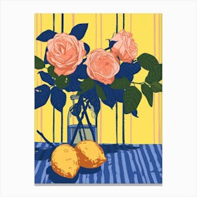 Rose Flowers On A Table   Contemporary Illustration 4 Canvas Print
