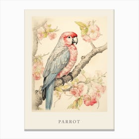 Beatrix Potter Inspired  Animal Watercolour Parrot 1 Canvas Print