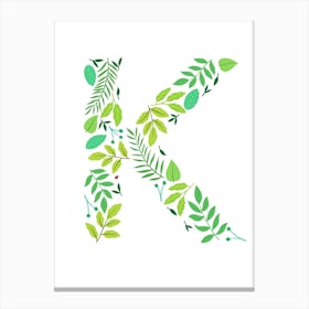 Leafy Letter K Canvas Print