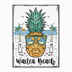 Retro Wailea Beach Maui Hawaii Canvas Print