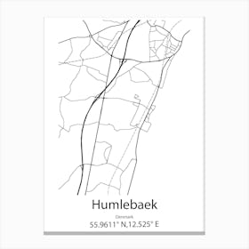 Humlebaek,Denmark Minimalist Map Canvas Print