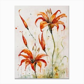 Dark Orange Flame Lily Flowers Canvas Print