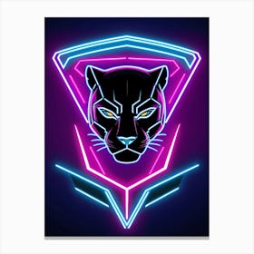 Neon Black Panther Logo Canvas Print