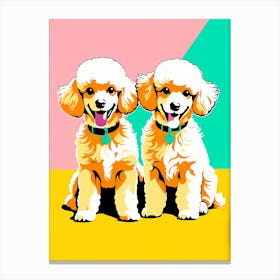 Poodle Pups, This Contemporary art brings POP Art and Flat Vector Art Together, Colorful Art, Animal Art, Home Decor, Kids Room Decor, Puppy Bank - 95th Canvas Print