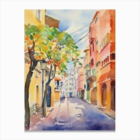 Salerno, Italy Watercolour Streets 3 Canvas Print