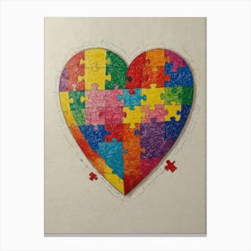 Autism Puzzle Heart Canvas Print