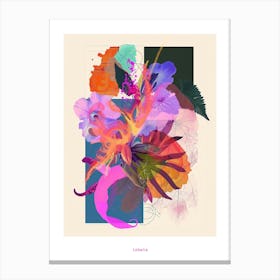 Lobelia 3 Neon Flower Collage Poster Canvas Print