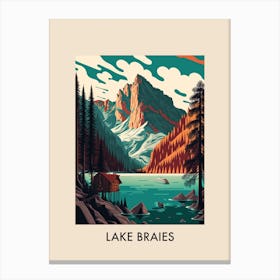 Lake Braies, Italy Vintage Travel Poster Canvas Print