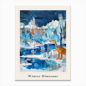 Dinosaur In An Icy Landscape Painting 3 Poster Canvas Print