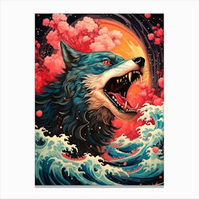 Wolf In The Sea 2 Canvas Print