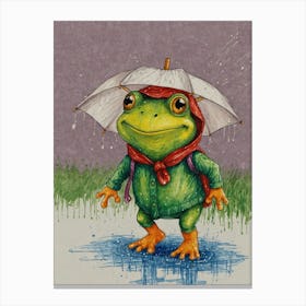 Frog In The Rain 1 Canvas Print