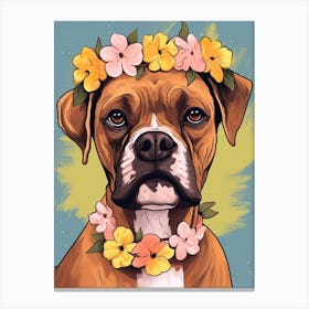 Boxer Portrait With A Flower Crown, Matisse Painting Style 7 Canvas Print