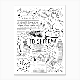 Ed Sheeran Doodle Lyrics Canvas Print