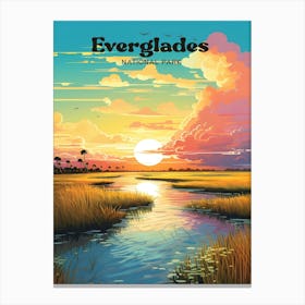 Everglades National Park Florida Swamp Modern Travel Illustration Canvas Print