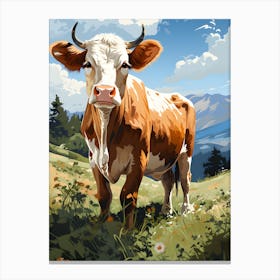 Cow In The Meadow Canvas Print