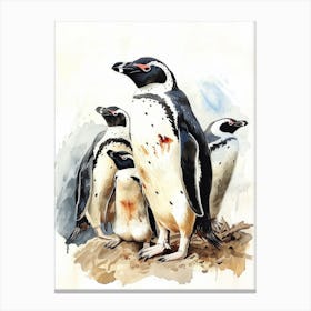 Humboldt Penguin Dunedin Taiaroa Head Watercolour Painting 2 Canvas Print