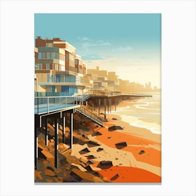 Abstract Illustration Of Southend On Sea Beach Essex Orange Hues 2 Canvas Print