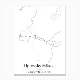 Liptovsky Mikulas,Slovakia Minimalist Map Canvas Print