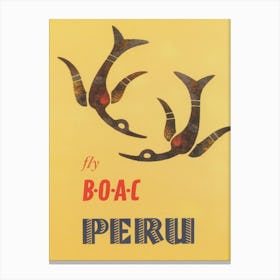 Peru, Peruvian Birds, Vintage Travel Poster Canvas Print