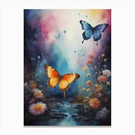 Butterflies And Flowers Canvas Print