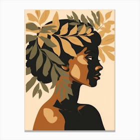 Portrait Of African Woman With Leaves 1 Canvas Print