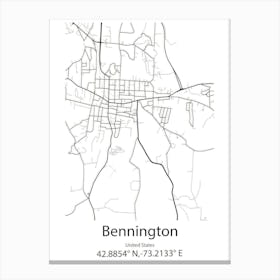 Bennington,United States Minimalist Map Canvas Print