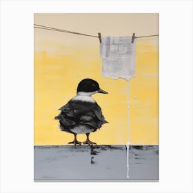 Yellow Washing Line Gouache Painting 1 Canvas Print