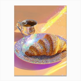 Croissant And Cup Of Coffee Canvas Print