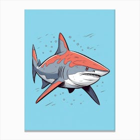 A Bull Shark In A Vintage Cartoon Style 3 Canvas Print