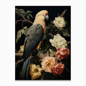 Dark And Moody Botanical Parrot 4 Canvas Print