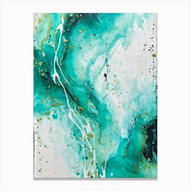 Acrylic Painting Of An Abstract Design Featuring Dirty Watercolor Splashes Blending Teal Green An (7) Canvas Print