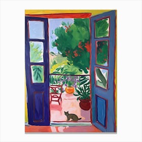 Open Window With Cat Matisse Style Tuscany Italy 3 Canvas Print