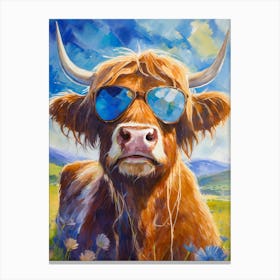 Cow In Sunglasses 1 Canvas Print