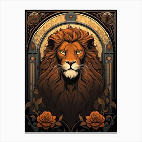 Lion Art Painting  Art Nouveau 4 Canvas Print