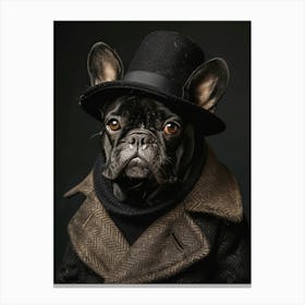 French Bulldog In Hat Canvas Print
