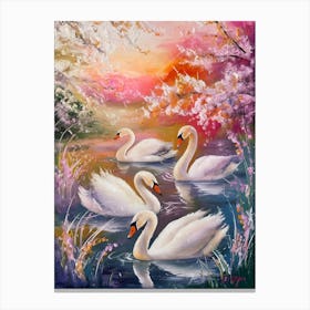 Swans In The Water Canvas Print