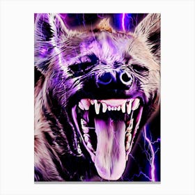 Angry Hyena Roars With Tthunderbolts Canvas Print