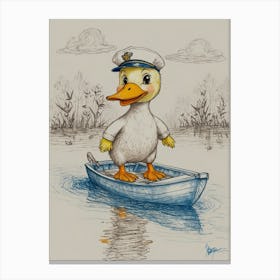 Duck In A Boat 3 Canvas Print