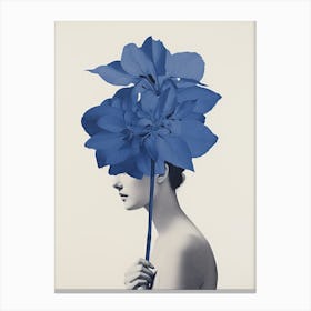 Woman With Hydrangea Blue Botanical Illustration Canvas Print