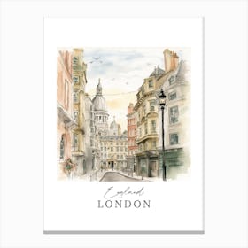 England London Storybook 3 Travel Poster Watercolour Canvas Print