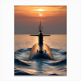 Submarine At Sunset -Reimagined 5 Canvas Print