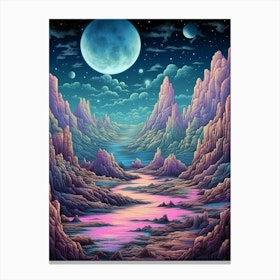 Lunar Landscape Pixel Art 4 Canvas Print