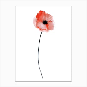 Watercolor Poppy Flower Canvas Print