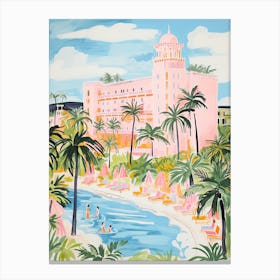 The Breakers   Palm Beach, Florida   Resort Storybook Illustration 1 Canvas Print
