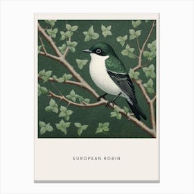 Ohara Koson Inspired Bird Painting European Robin 1 Poster Canvas Print