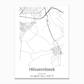 Hilvarenbeek,Netherlands Minimalist Map Canvas Print