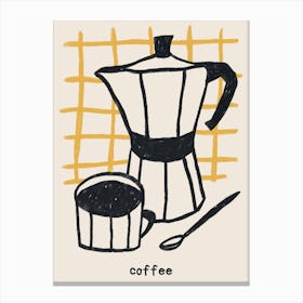 Coffee retro poster, Coffee lover, Breakfast print, Fun kitchen decor Canvas Print