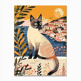 Tonkinese Cat Storybook Illustration 2 Canvas Print