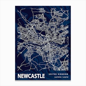 Newcastle Crocus Marble Map Canvas Print