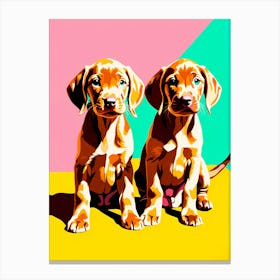 Vizsla Pups, This Contemporary art brings POP Art and Flat Vector Art Together, Colorful Art, Animal Art, Home Decor, Kids Room Decor, Puppy Bank - 124th Canvas Print